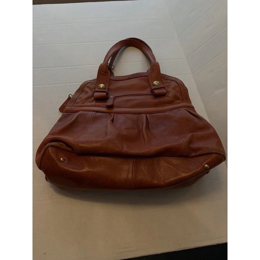TANO Handbag Soft‎ Leather Zip Shoulder Bag Hobo - Red Orange - Please Read